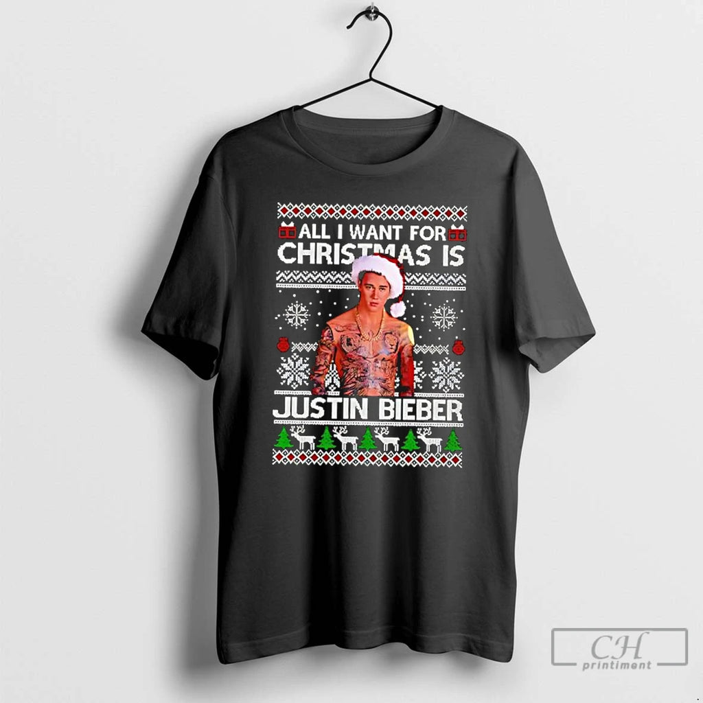 Classic All I Want For Christmas Is Justin Bieber T-Shirts, Hoodie, Sweatshirt | PrintMintTees.com