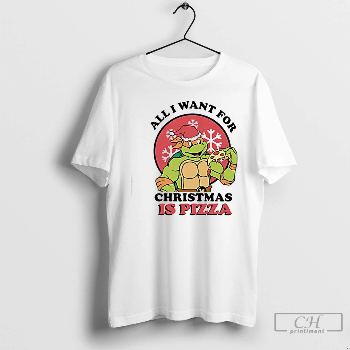 Classic All I Want For Christmas Is Pizza Ninja Turtles Graphic T-Shirts, Hoodie, Sweatshirt | PrintMintTees.com