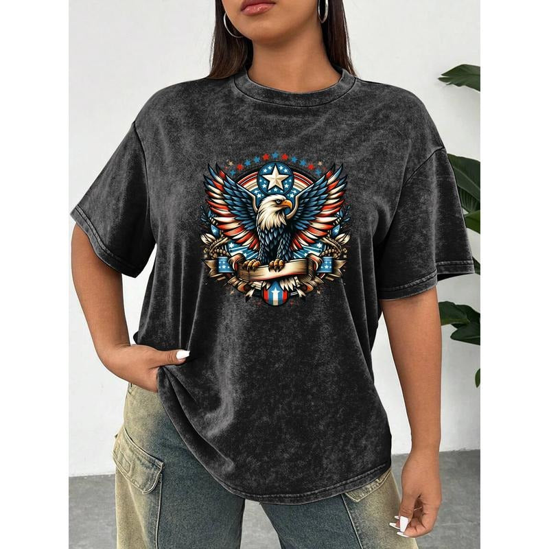 Classic American - styled Washed T - shirt: Iconic Eagle Graphic style 02 Hoodie Sweatshirt | PrintMintTees.com