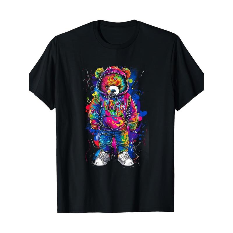 Classic Art Teddy Fun Animal Color Astronaut Bear T-shirt -100% cotton Made in USA Hoodie Sweatshirt | PrintMintTees.com