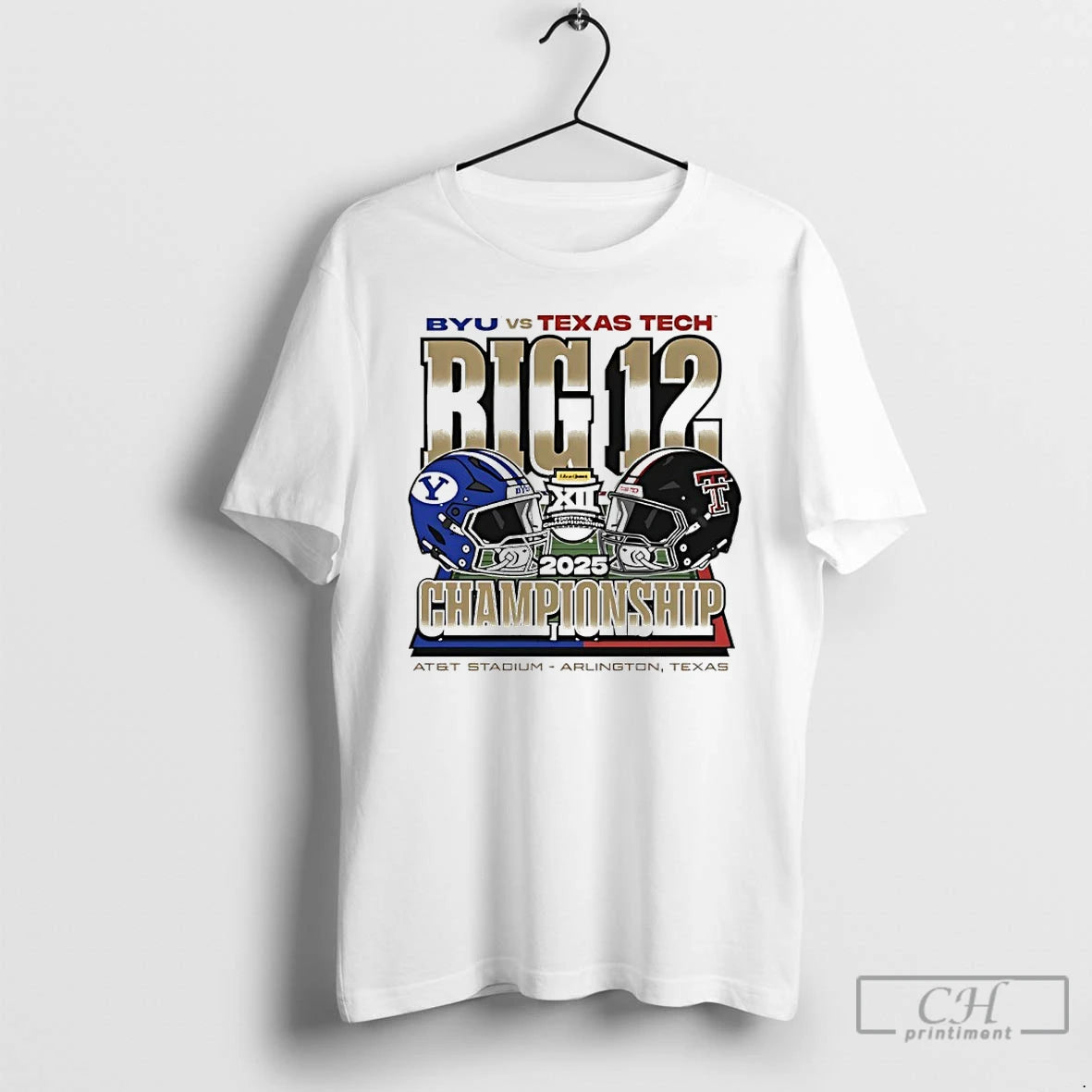 Classic Byu Vs Texas Tech 2025 Big 12 Football Championship Helmets T-Shirts, Hoodie, Sweatshirt | PrintMintTees.com