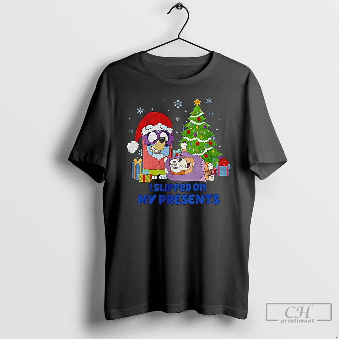 Classic Bluey Janet And Rita I Slipped On My Presents Christmas T-Shirts, Hoodie, Sweatshirt | PrintMintTees.com