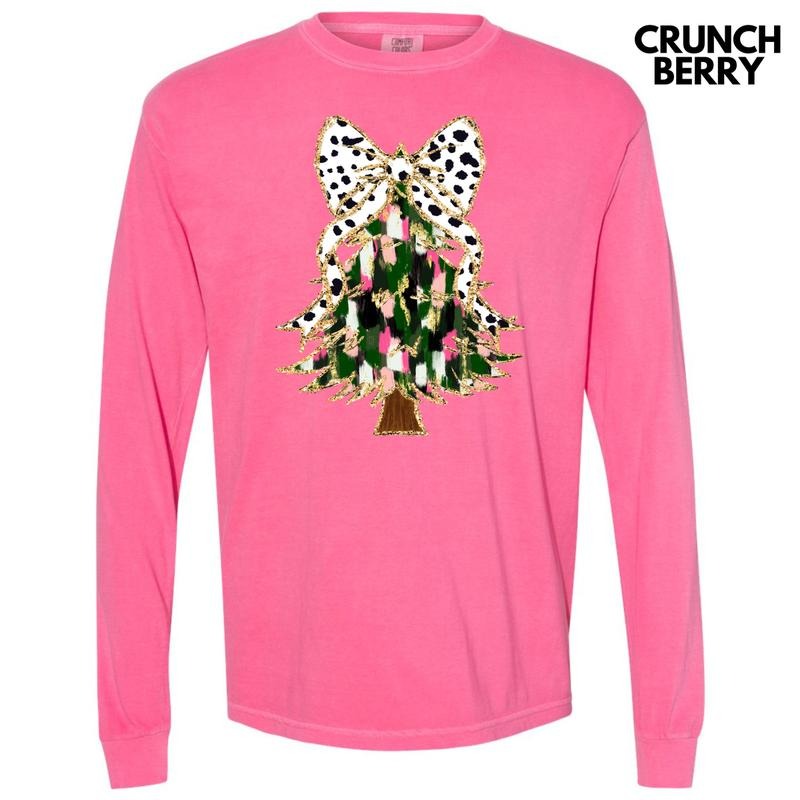 Classic Brushstroke Christmas Tree Long Sleeve Comfort Colors T-Shirt 'NLB' Hoodie Sweatshirt | PrintMintTees.com