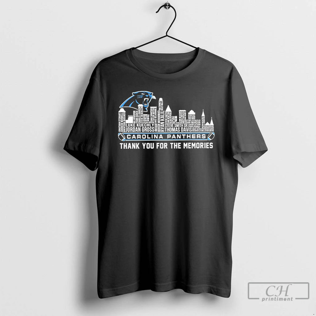 Classic Carolina Panthers Players Names City Skyline Thank You For The Memories T Shirts Sweater Hoodie, Sweatshirt