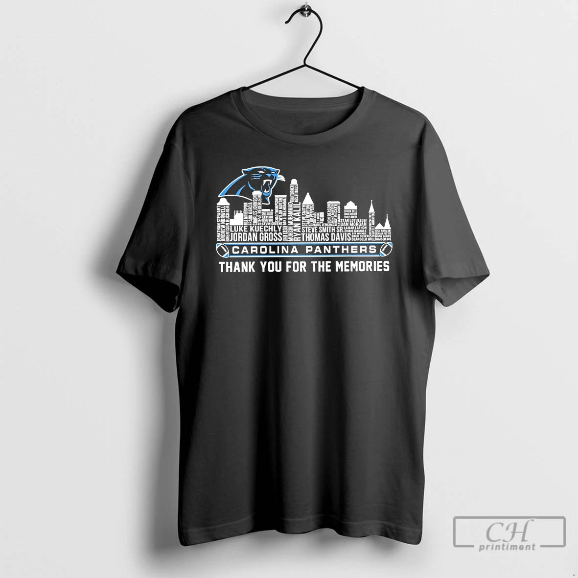 Classic Carolina Panthers Players Names City Skyline Thank You For The Memories T Shirts Sweater Hoodie, Sweatshirt