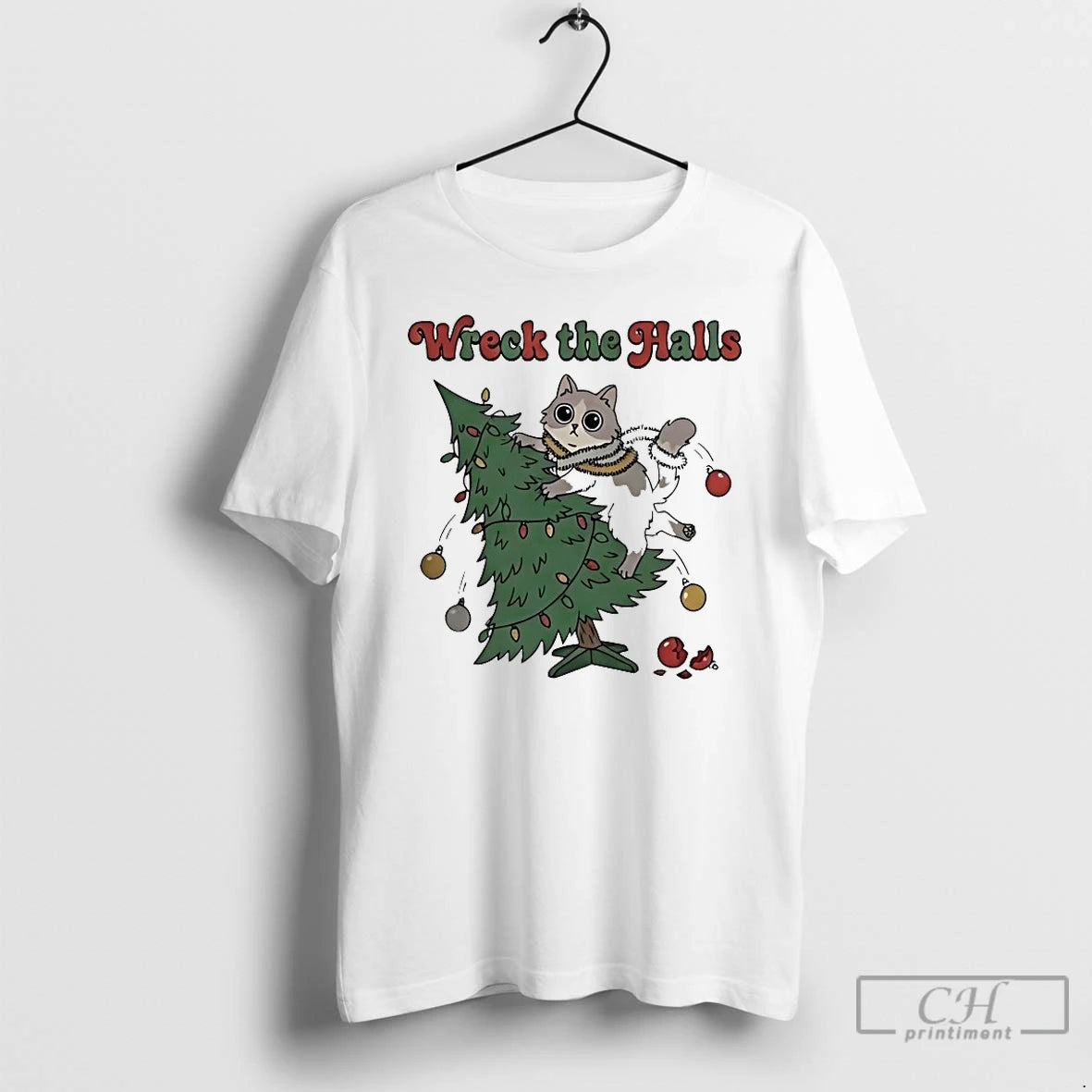 Classic Cat Wreck The Halls Christmas T-Shirts, Hoodie, Sweatshirt | PrintMintTees.com