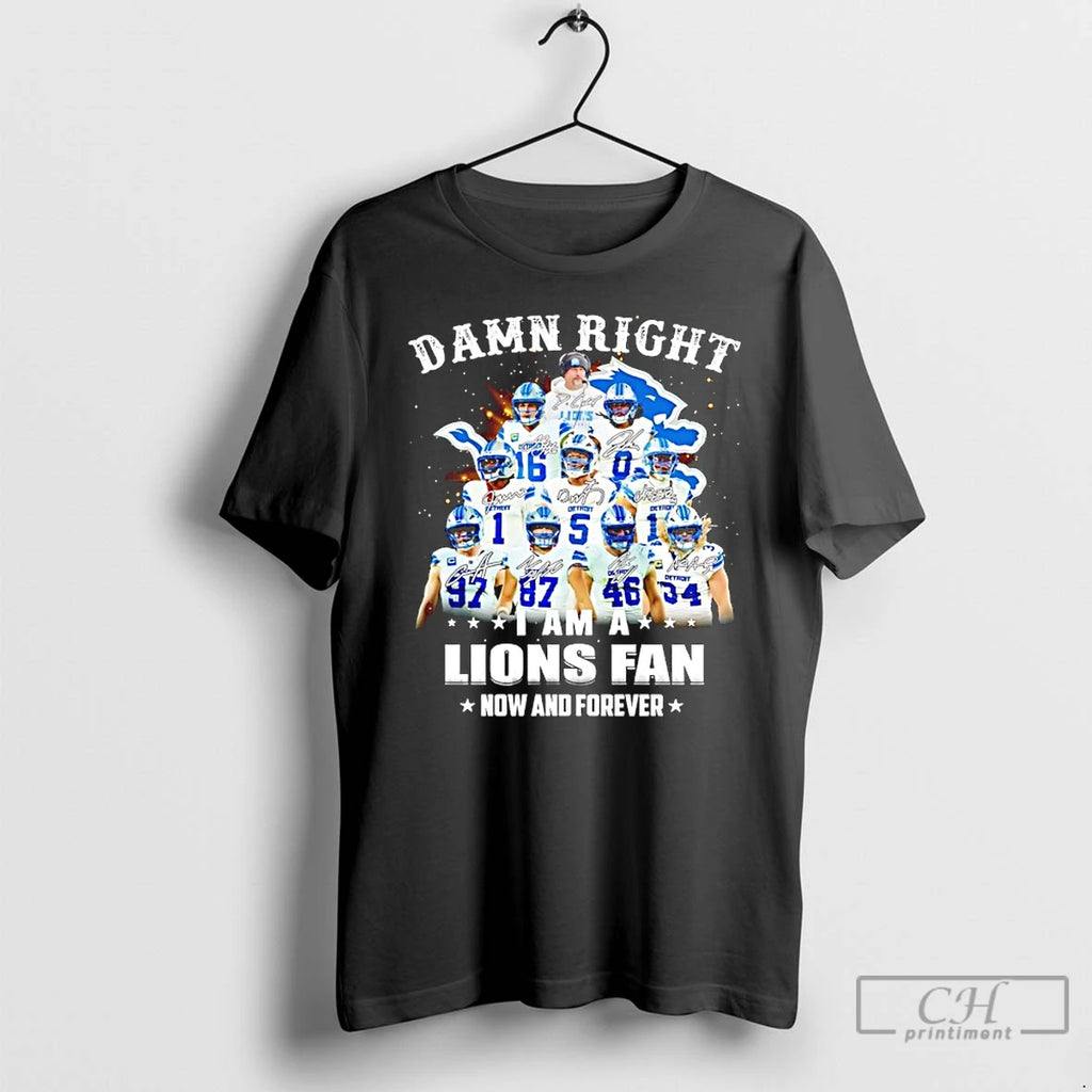 Classic Damn Right I Am A Lions Fan Now And Forever Player Collage Christmas Tree T-Shirts, Hoodie, Sweatshirt