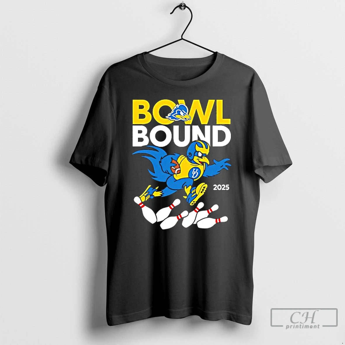 Classic Delaware Blue 2025 Bowl Bound Mascot Bowling T-Shirts, Hoodie, Sweatshirt | PrintMintTees.com