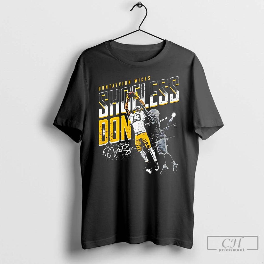 Classic Dontayvion Wicks Green Bay Shoeless Catch T-Shirts, Hoodie, Sweatshirt | PrintMintTees.com