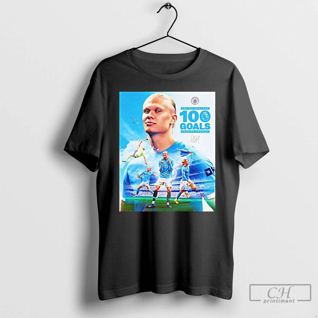 Classic Erling Haaland 100 Goals Premier League 2022 2023 Present Signature T-Shirts, Hoodie, Sweatshirt | PrintMintTees.com
