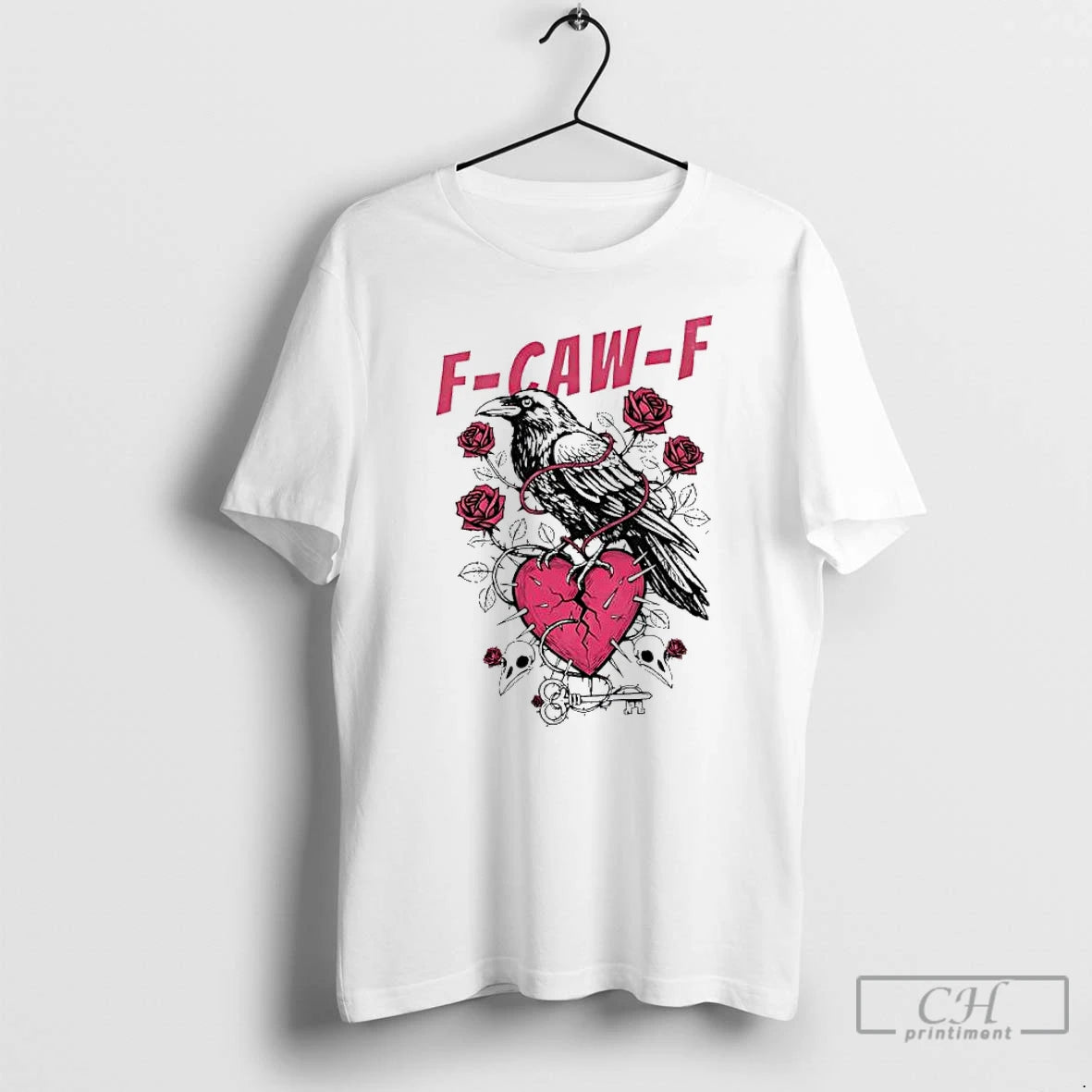 Classic F Caw F Raven Crow Heart Rose T-Shirts, Hoodie, Sweatshirt | PrintMintTees.com
