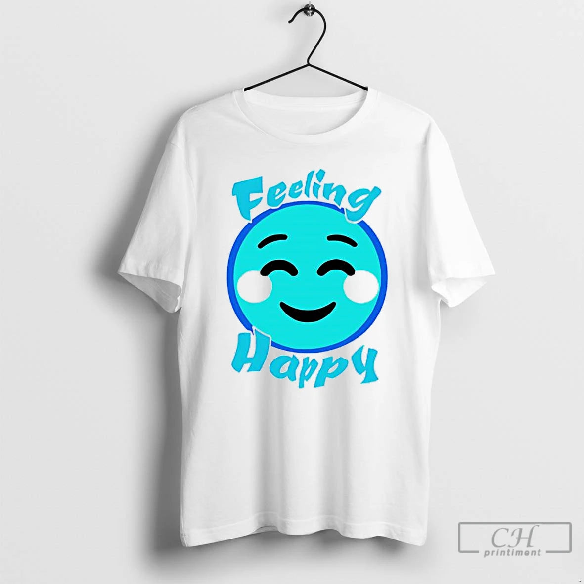 Classic Funny Feeling Happy Blue Emoticon T-Shirts, Hoodie, Sweatshirt | PrintMintTees.com