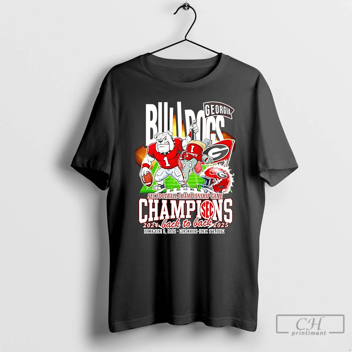 Classic Georgia Bulldogs 2025 Sec Football Champions Back To Back Mascot T-Shirts, Hoodie, Sweatshirt | PrintMintTees.com