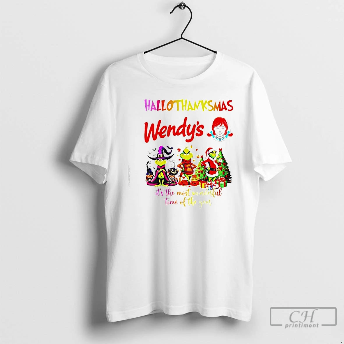 Classic Grinch Hallothanksmas Wendys Its The Most Wonderful Time Of The Year T Shirts Sweater Hoodie, Sweatshirt