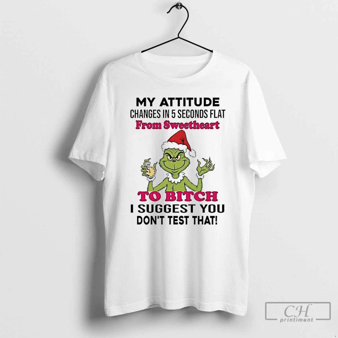 Classic Grinch My Attitude Changes In 5 Seconds Flat From Sweetheart Christmas 2025 T Shirts Hoodie, Sweatshirt
