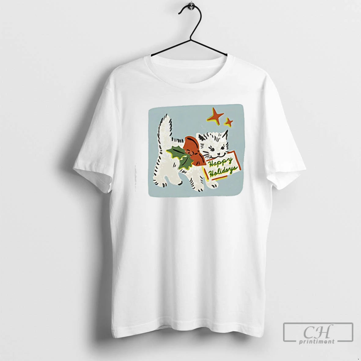Classic Happy Holidays Cat Yarrow Goods T-Shirts, Hoodie, Sweatshirt | PrintMintTees.com