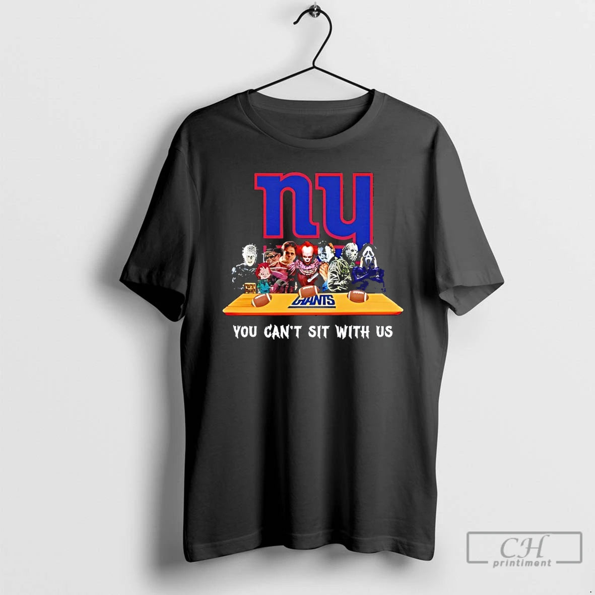 Classic Horror Movie Characters You Cant Sit With Us New York Giants Halloween T Shirts