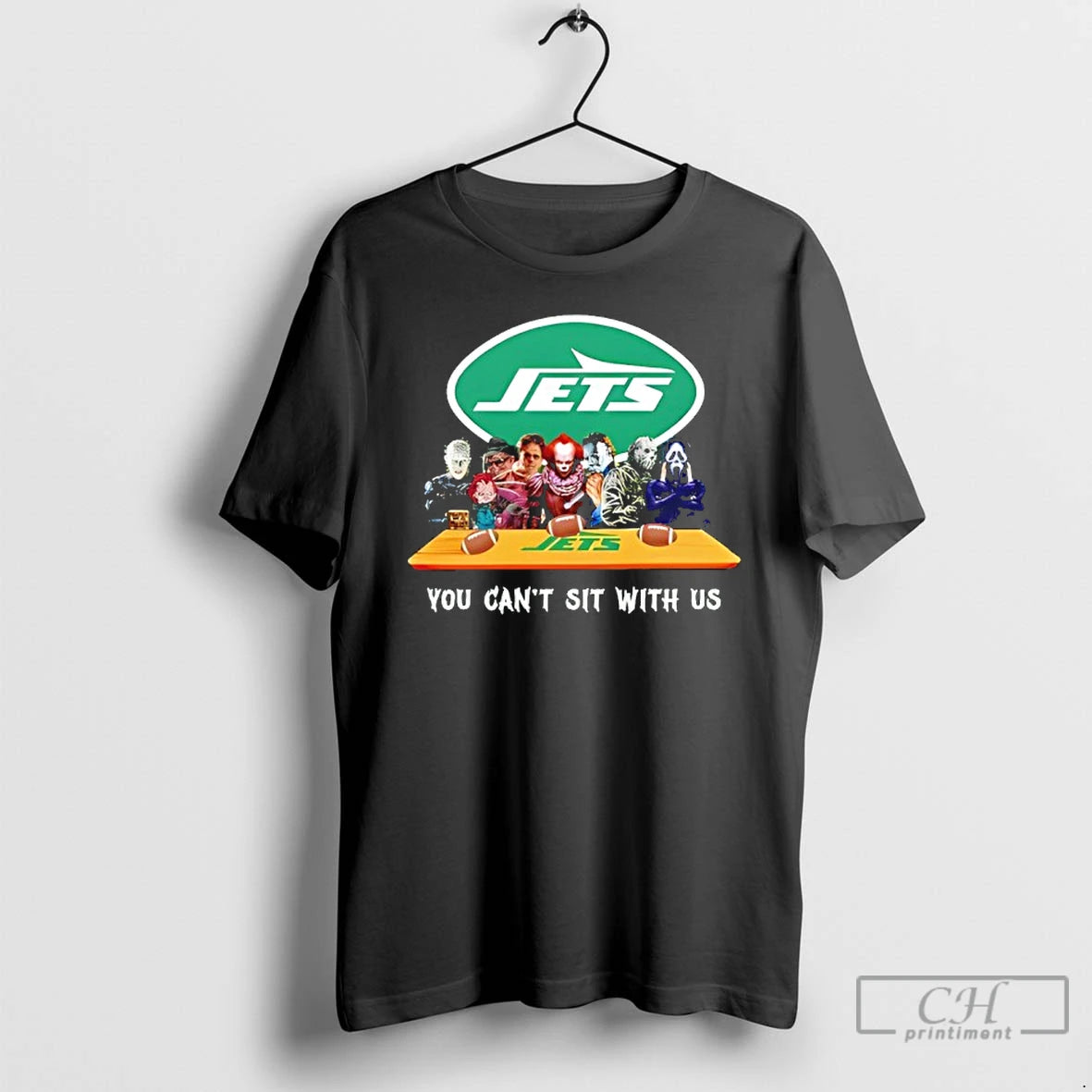 Classic Horror Movie Characters You Cant Sit With Us New York Jets Halloween T Shirts