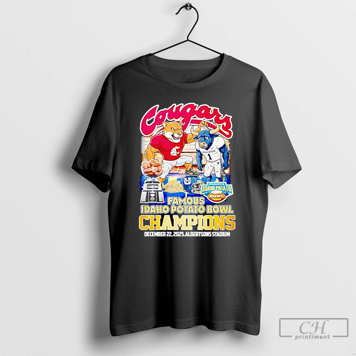 Classic Houston Cougars 2025 Famous Idaho Potato Bowl Champions Mascot T-Shirts, Hoodie, Sweatshirt | PrintMintTees.com