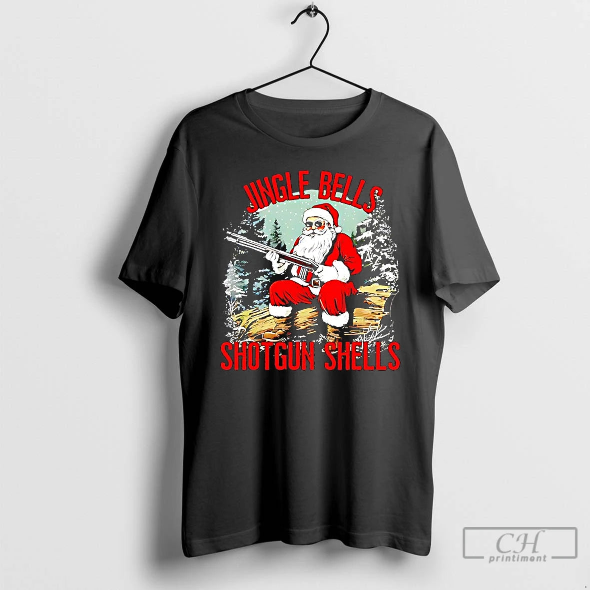 Classic Jingle Bells Shotgun Shells Santa Men Bruh Gun T-Shirts, Hoodie, Sweatshirt | PrintMintTees.com