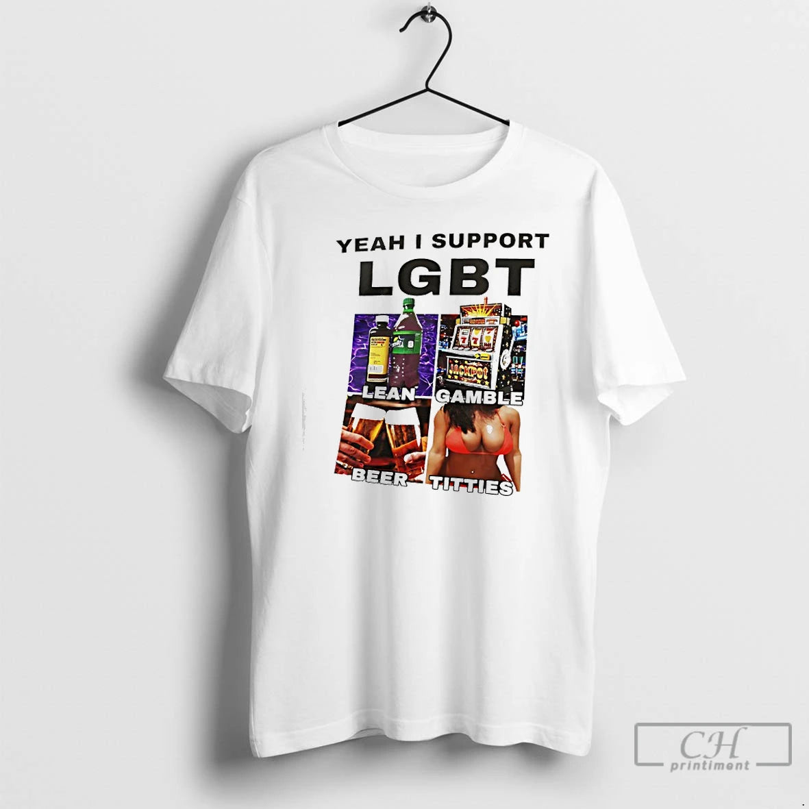 Classic Lean Gamble Beer Titties Yeah I Support Lgbt Graphic T-Shirts, Hoodie, Sweatshirt | PrintMintTees.com