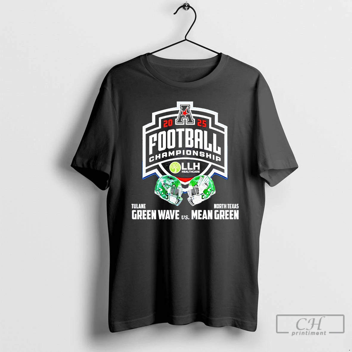 Classic Mean Green Vs Green Wave 2025 American Conference Champions Helmet T-Shirts, Hoodie, Sweatshirt | PrintMintTees.com