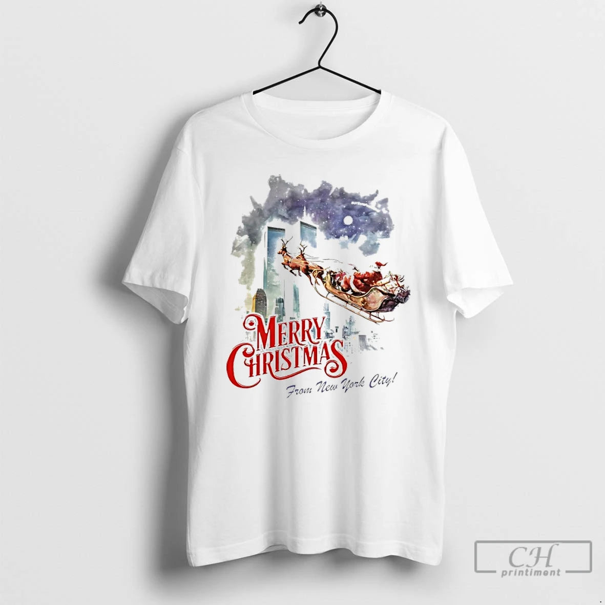 Classic Merry Christmas From New York City Santa Sleigh 11 9 Attacks T Shirts Sweater Hoodie, Sweatshirt | PrintMintTees.com