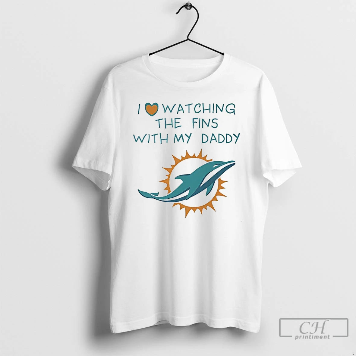 Classic Miami Dolphins Love Watching Fins With Daddy Baby T-Shirts, Hoodie, Sweatshirt | PrintMintTees.com