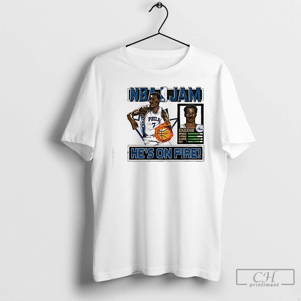 Classic Nba Jam Philadelphia 76ers V J Edgecombe Hes On Fire T-Shirts, Hoodie, Sweatshirt | PrintMintTees.com
