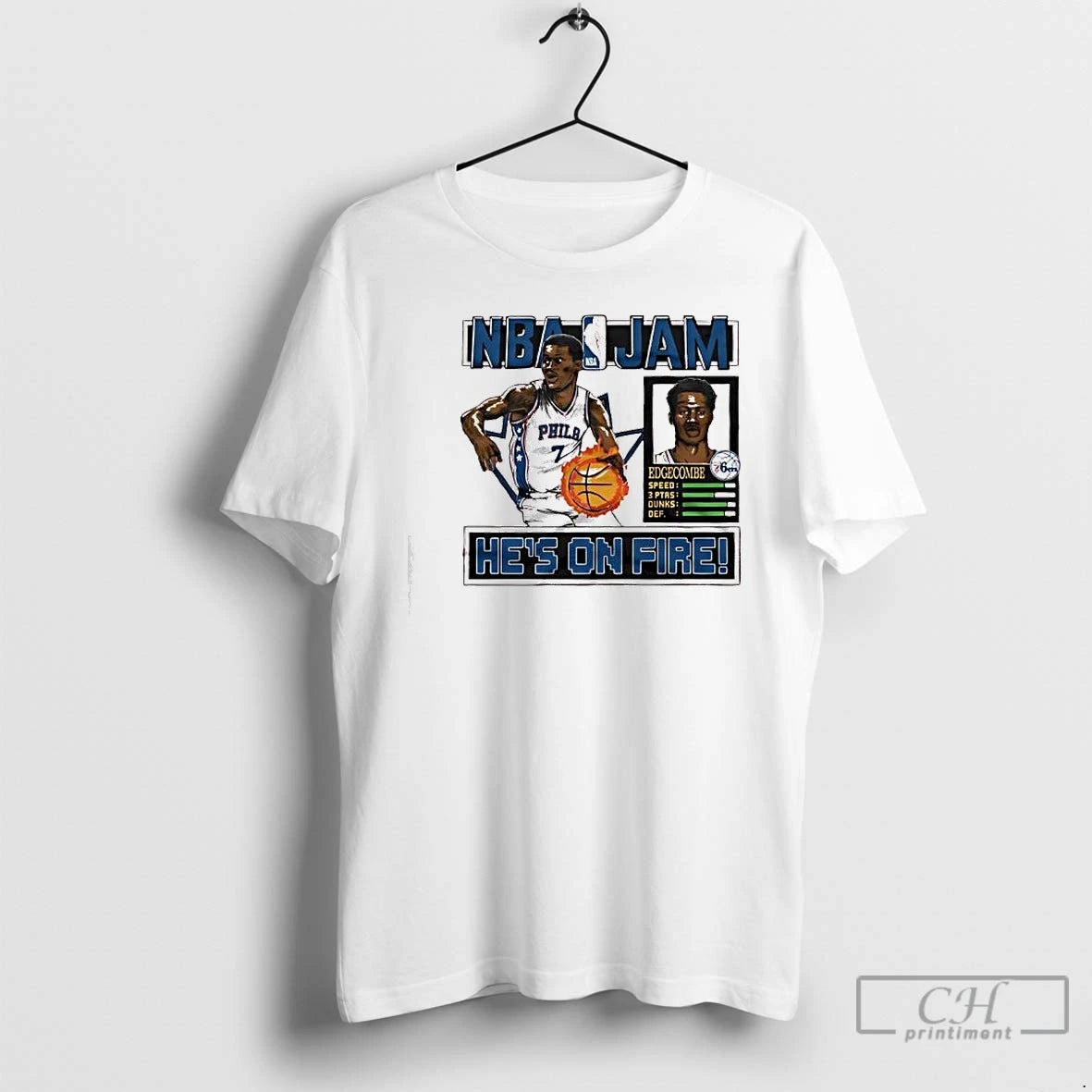 Classic Nba Jam Philadelphia 76ers V J Edgecombe Hes On Fire T-Shirts, Hoodie, Sweatshirt | PrintMintTees.com