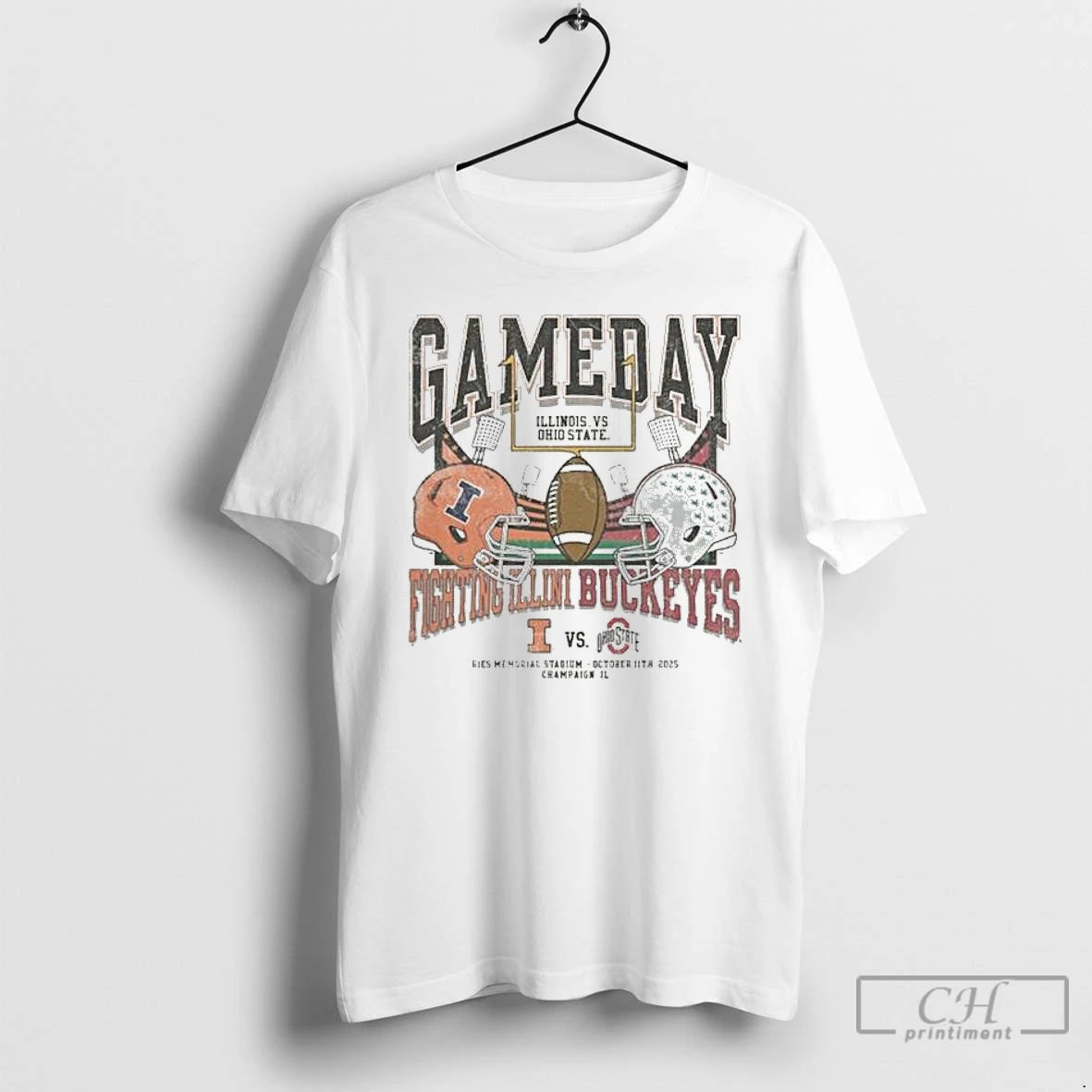 Classic Osu Vs Illinois 2025 Gameday Matchup Helmet T Shirts