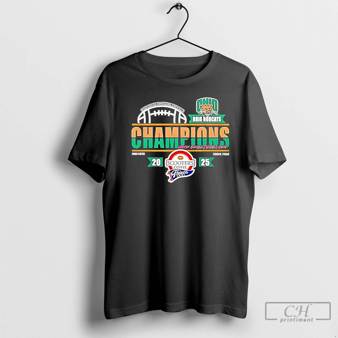 Classic Ohio Bobcats 2025 Scooters Coffee Frisco Bowl Champions Logo T-Shirts, Hoodie, Sweatshirt | PrintMintTees.com