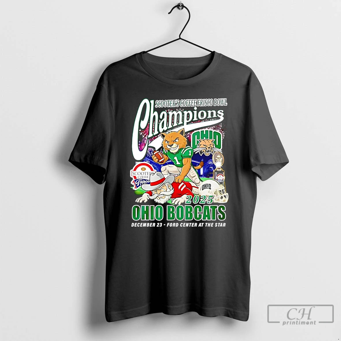 Classic Ohio Bobcats Scooters Coffee Frisco Bowl Champions 2025 Mascot T-Shirts, Hoodie, Sweatshirt | PrintMintTees.com