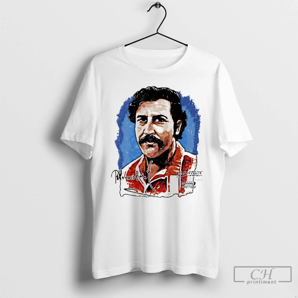 Classic Pablo Escobar Big Face Signature Graphic T-Shirts, Hoodie, Sweatshirt | PrintMintTees.com