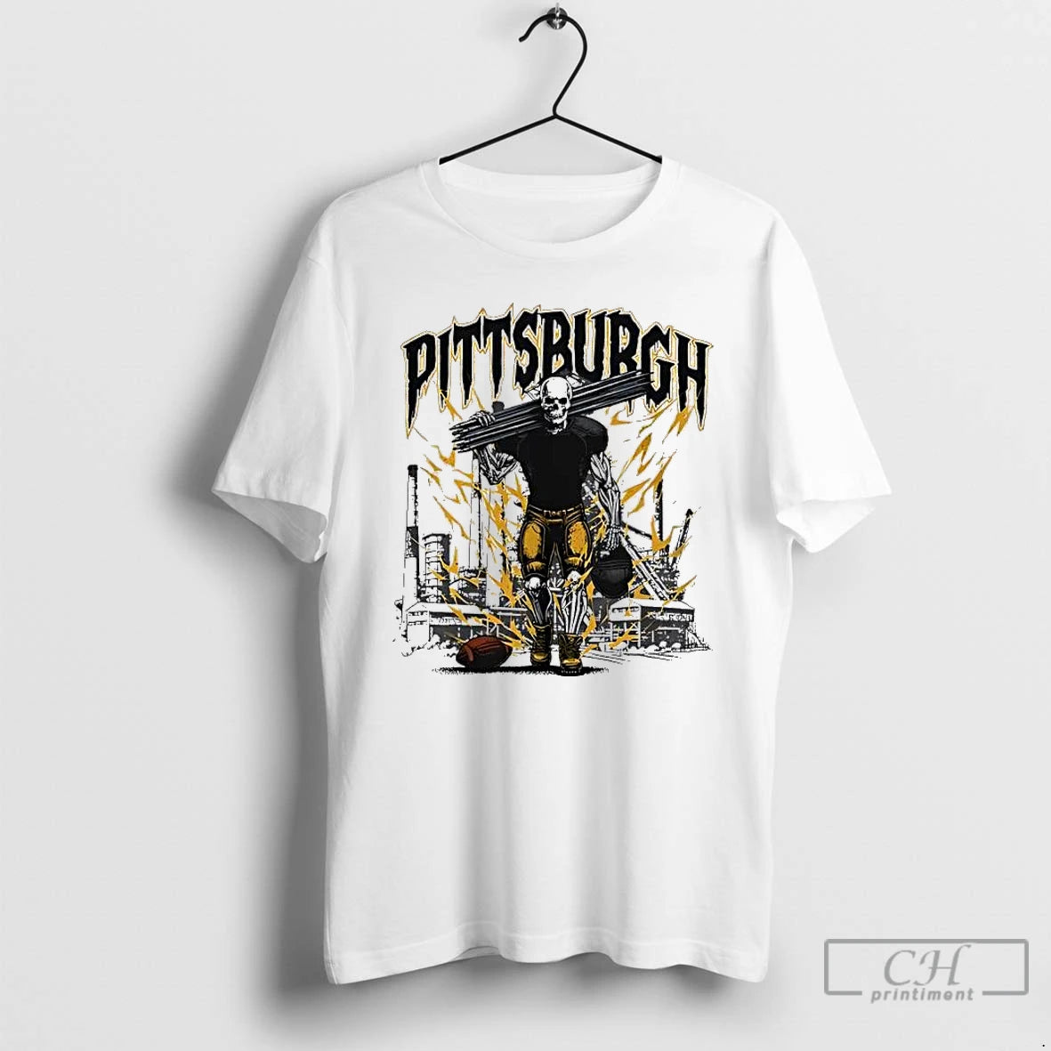 Classic Pittsburgh Football Skeleton Bootleg Skyline T-Shirts, Hoodie, Sweatshirt | PrintMintTees.com