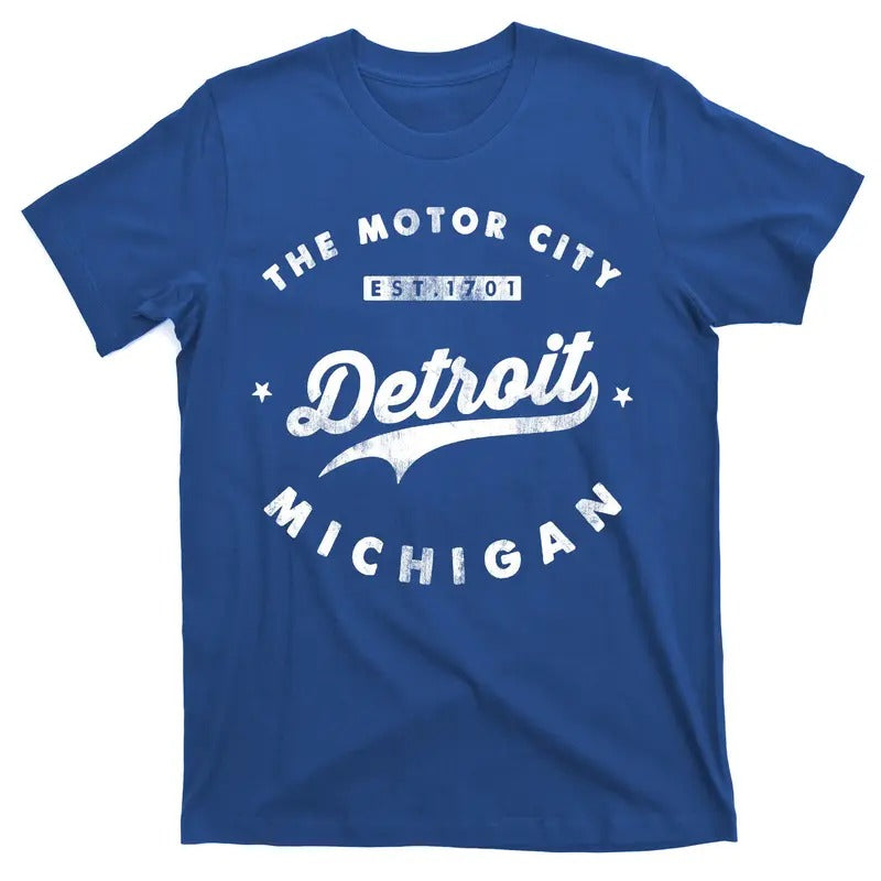 Classic Retro Vintage Detroit Michigan Motor City High Quality 100% Cotton T-Shirt Hoodie Sweatshirt | PrintMintTees.com