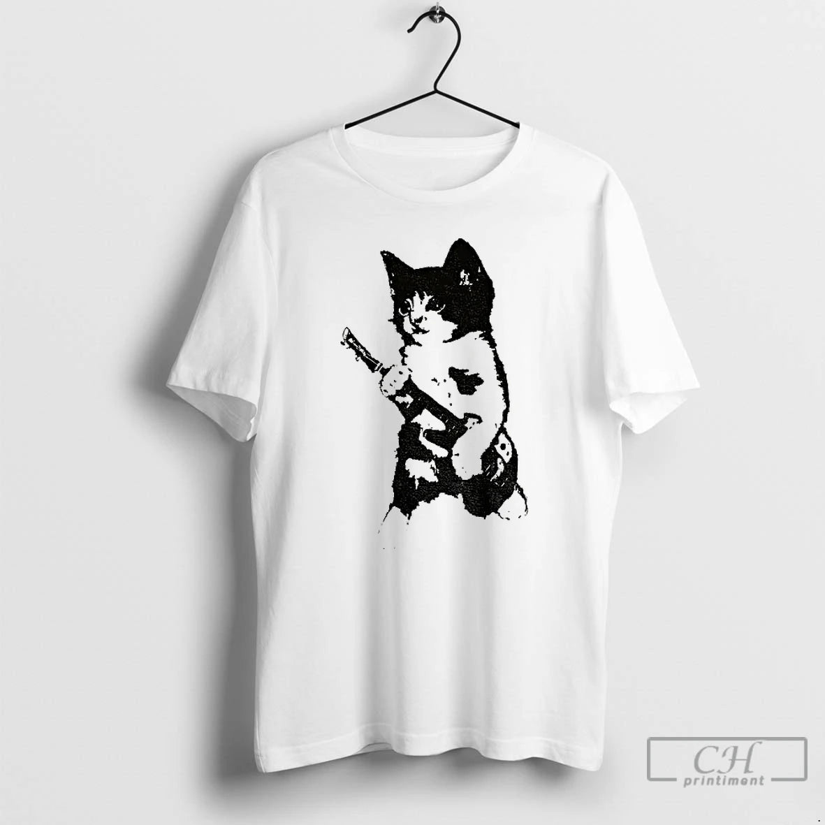 Classic Rockstar Kitten Holding Gun Vintage T-Shirts, Hoodie, Sweatshirt | PrintMintTees.com