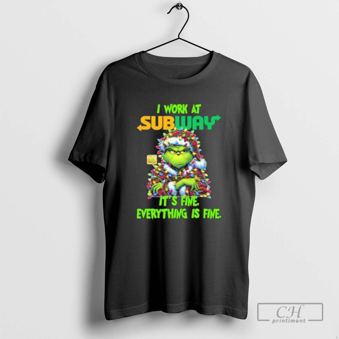 Classic Santa Grinch Light I Work At Subway Logo Its Fine Everything Is Fine