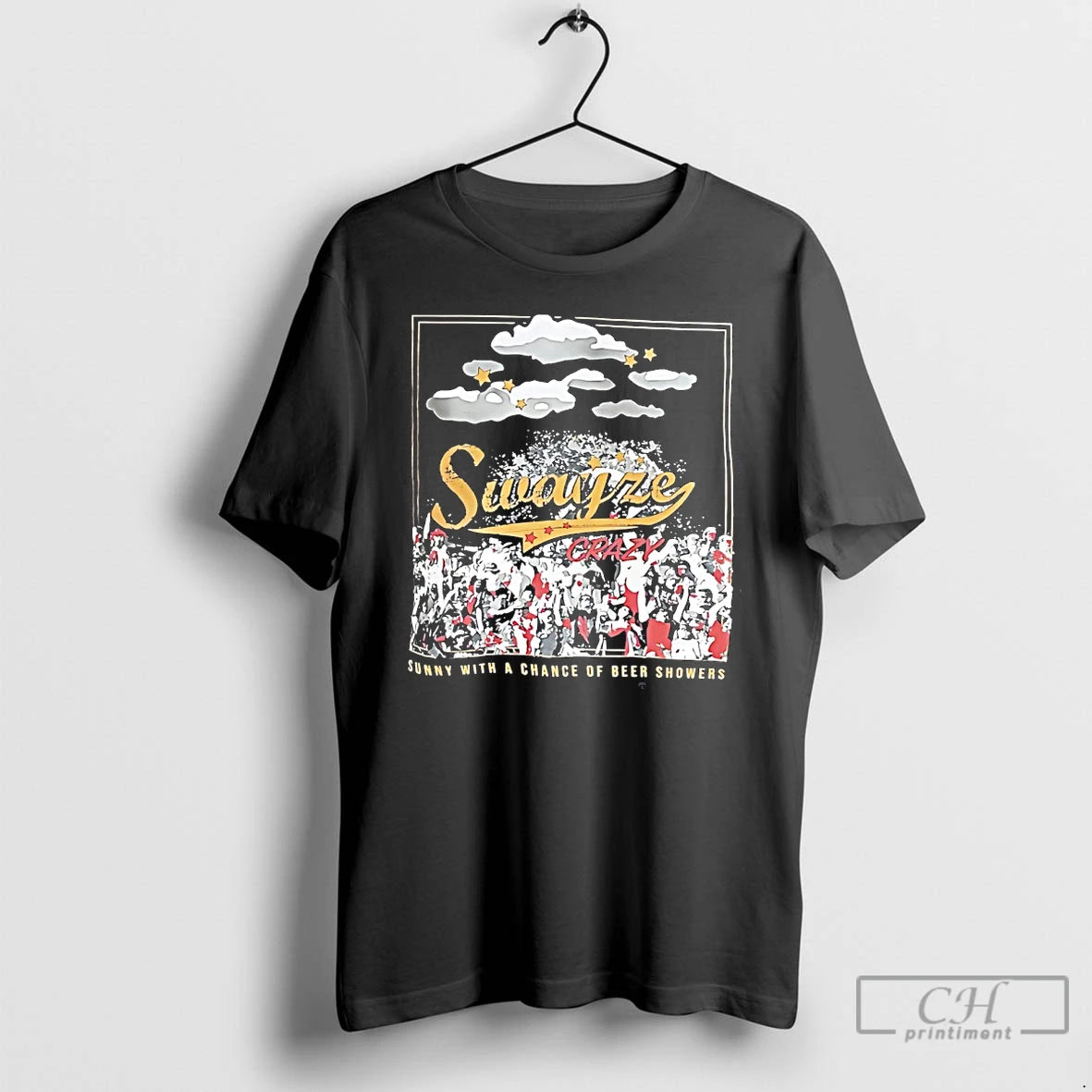 Classic Swayze Crazy Sunny With A Chance Of Beer Showers T-Shirts, Hoodie, Sweatshirt | PrintMintTees.com