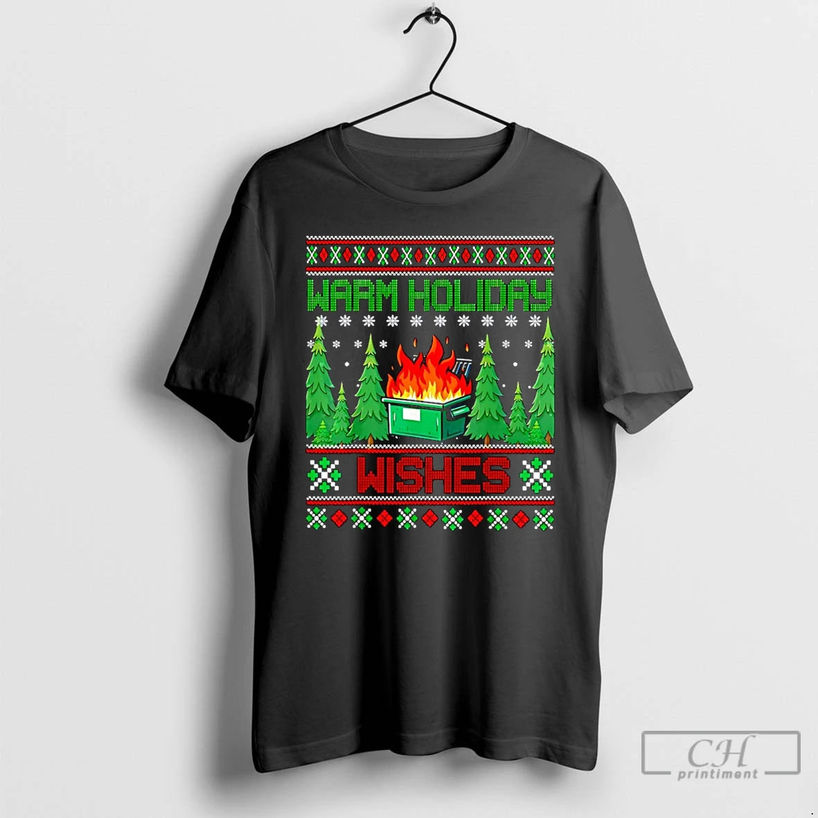 Classic Warm Holiday Wishes Christmas Lights Dumpster Fire Christmas T-Shirts, Hoodie, Sweatshirt | PrintMintTees.com