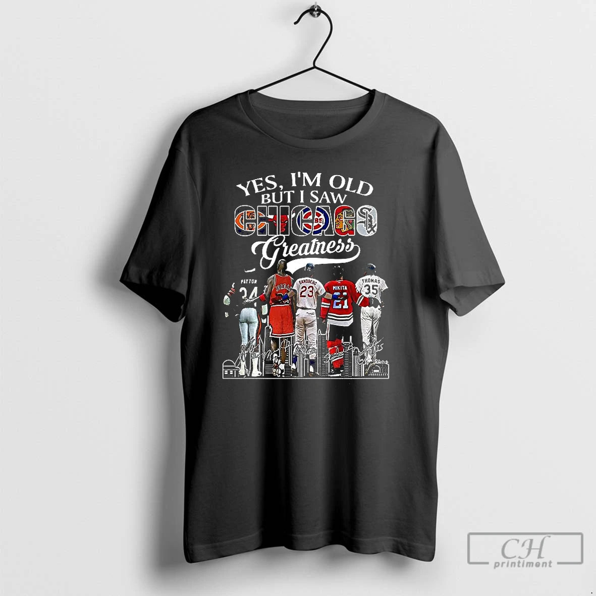 Classic Yes Im Old But I Saw Chicago Greatness Honoring Players Skyline Signature T Shirts