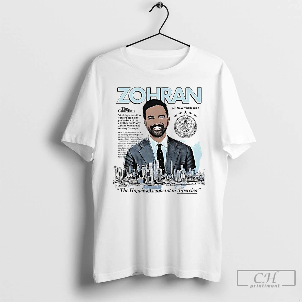 Classic Zohran The Happiest Democrat In America T-Shirts, Hoodie, Sweatshirt | PrintMintTees.com