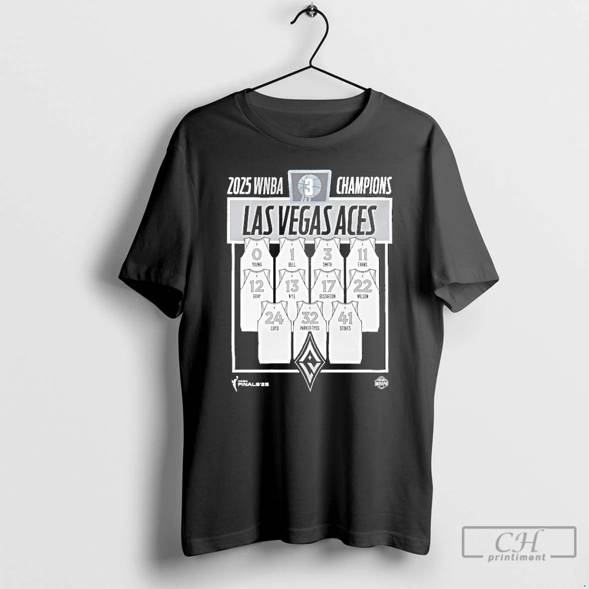 Classic Las Vegas Aces Stadium 2025 Wnba Finals Champions Jersey Rosters T Shirts