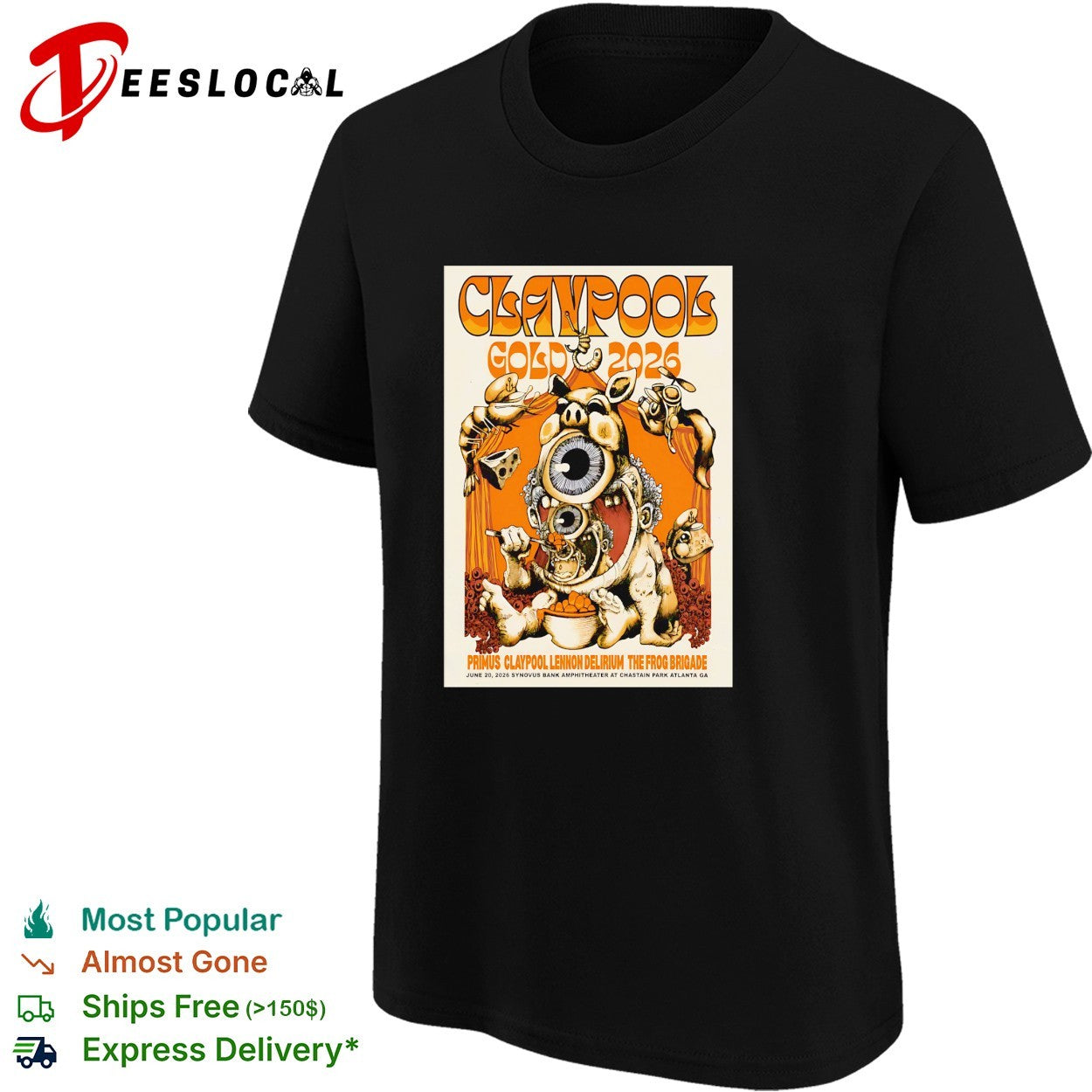 Claypool Gold 2026 Primus Lennon Delirium Atlanta poster shirt
