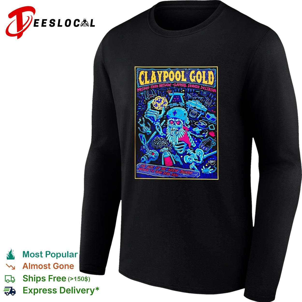 Claypool Gold Primus Claypool Lennon Delirium And Frog Brigade Austin Texas 2026 Show shirt