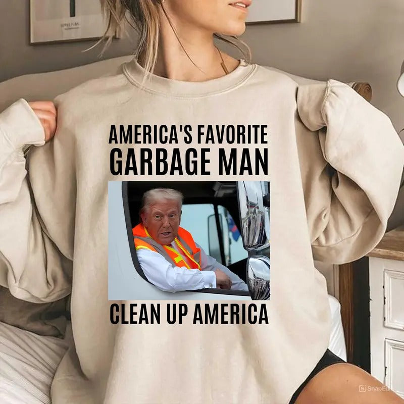 Clean Up America Garbage Donald Shirt, Trum Eras Supporter Rally Shirt, Tump Election Tshirt, MAGA Tee Hoodie Sweatshirt