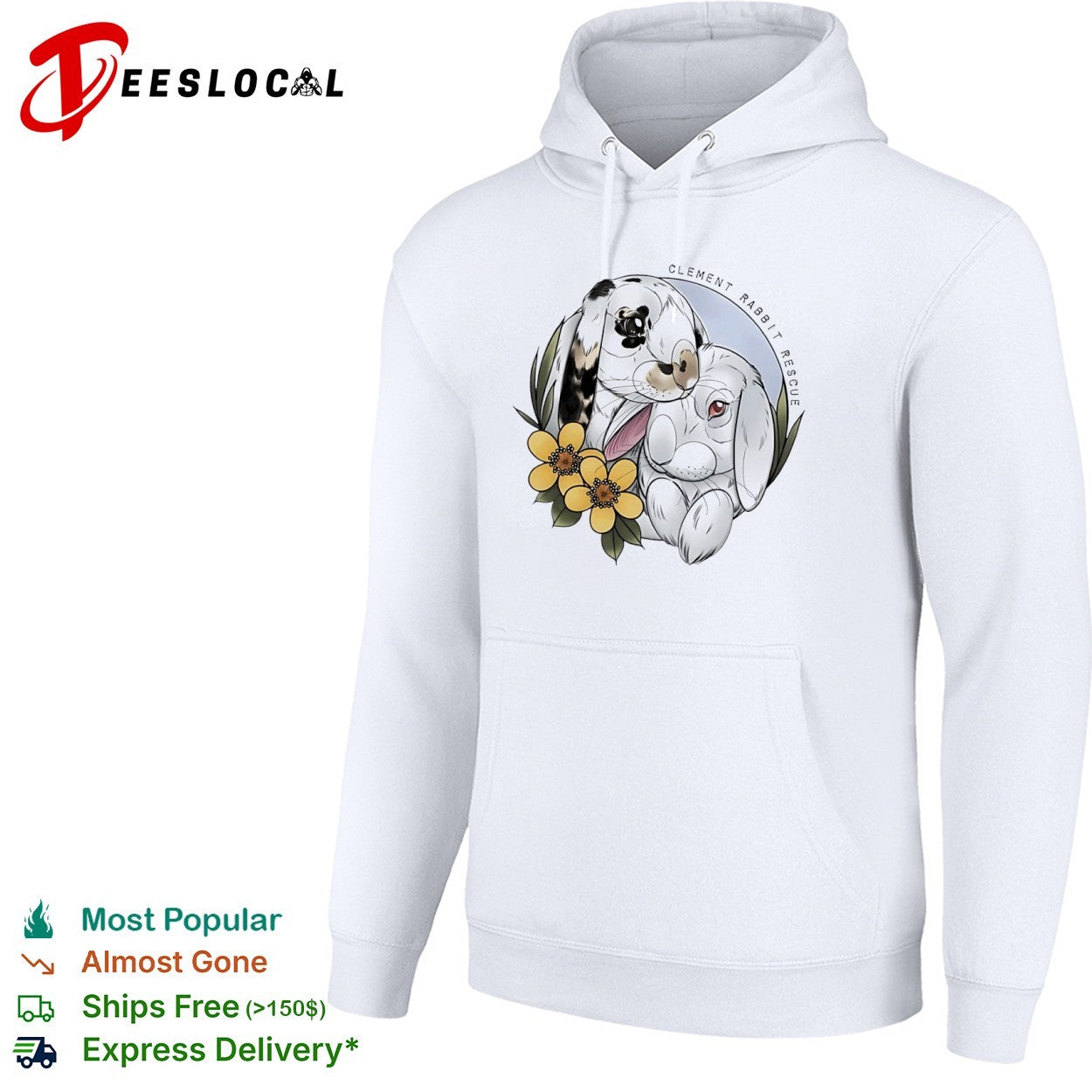 Clement Rabbit Rescue with Two Bunnies and Yellow Flowers shirt