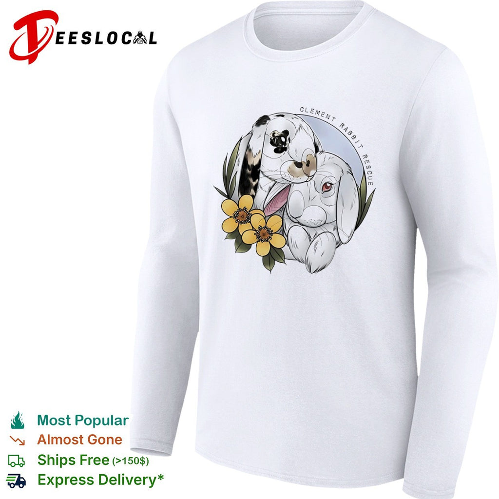 Clement Rabbit Rescue with Two Bunnies and Yellow Flowers shirt