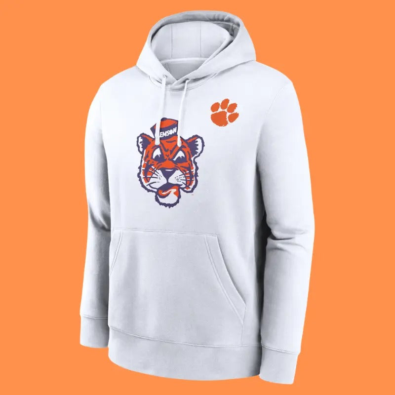 Clemson Tigers Legacy Logo Club Fleece Pullover Hoodie, NCAA Shirt, Vintage Football Hoodie Top Classic Menswear Sweatshirt
