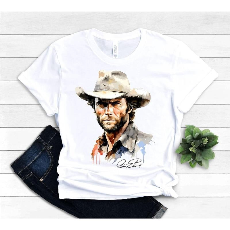 Clint Eastwood Fan Art Shirt, Spaghetti Western Movie Lover Gift, Clint Eastwood Tee, Gift for Dad, Wild West T-Shirt,...